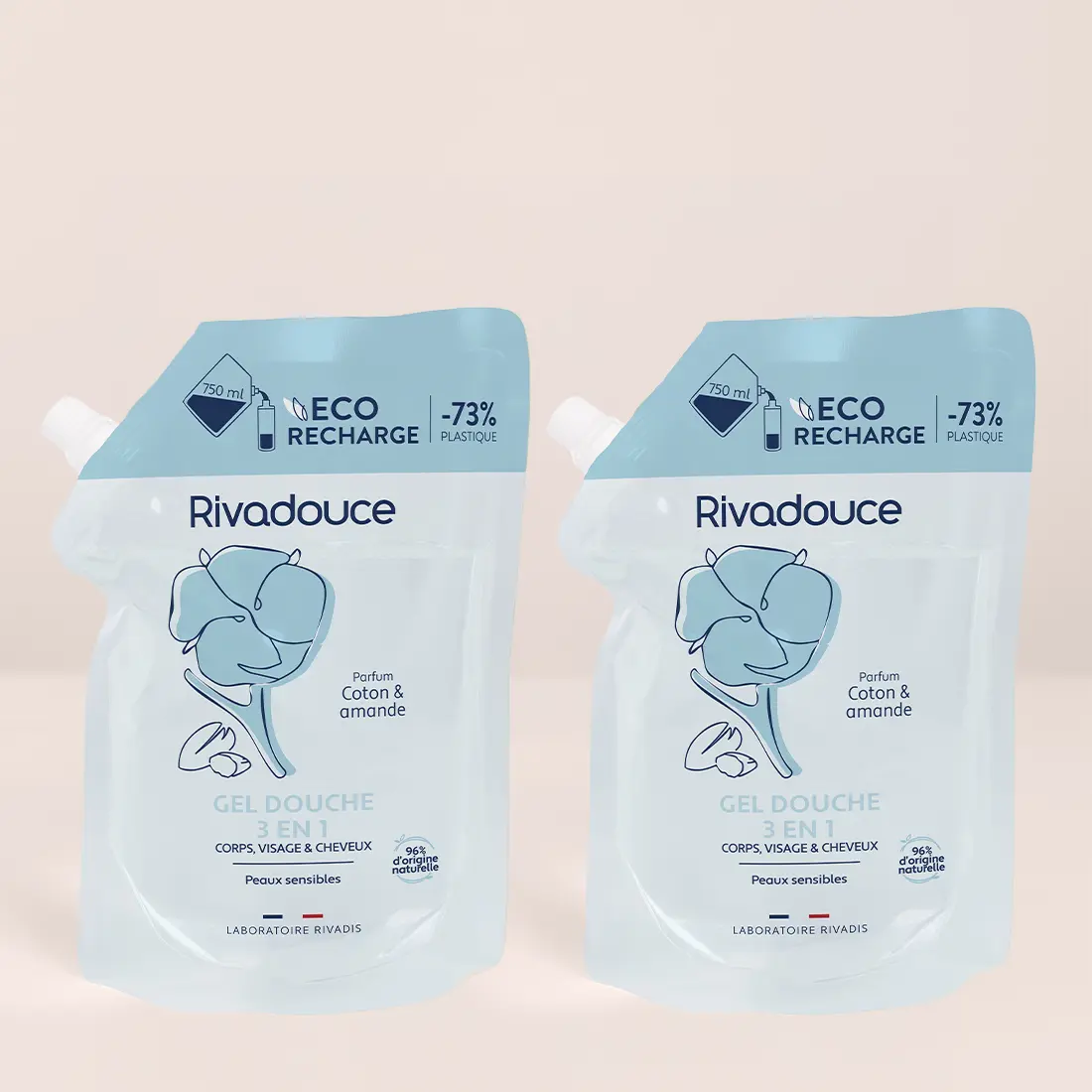 LOT RECHARGE GEL DOUCHE COTON & AMANDE 2*750ML image number 0